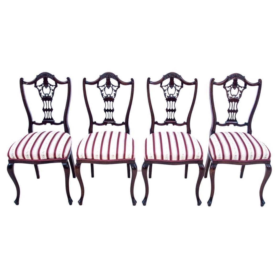 Four dining chairs, Northern Europe, circa 1880.