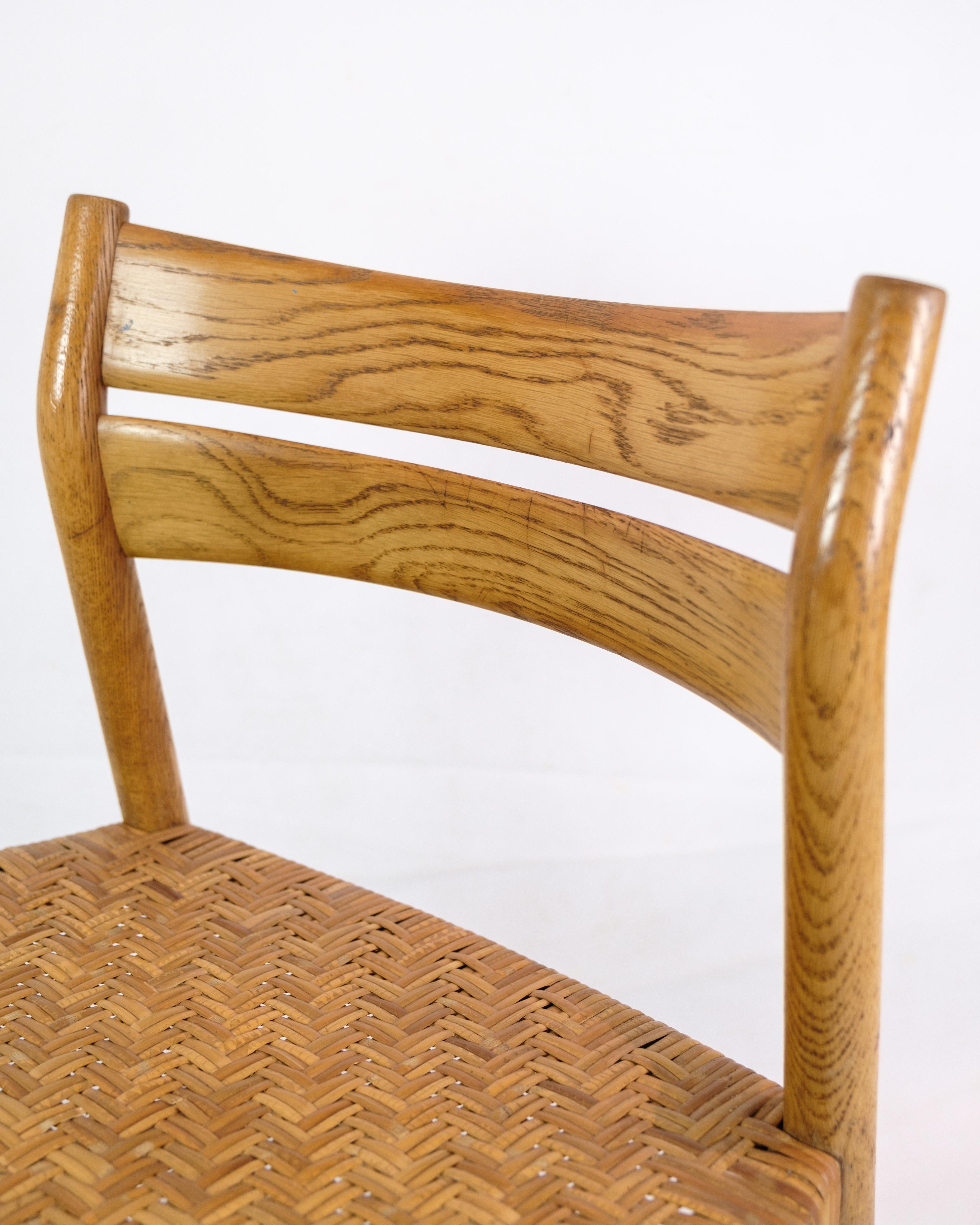 Mid-20th Century Four Dining Room Chairs, Wicker Seat, Børge Mogensen, C.M Madsen Furniture