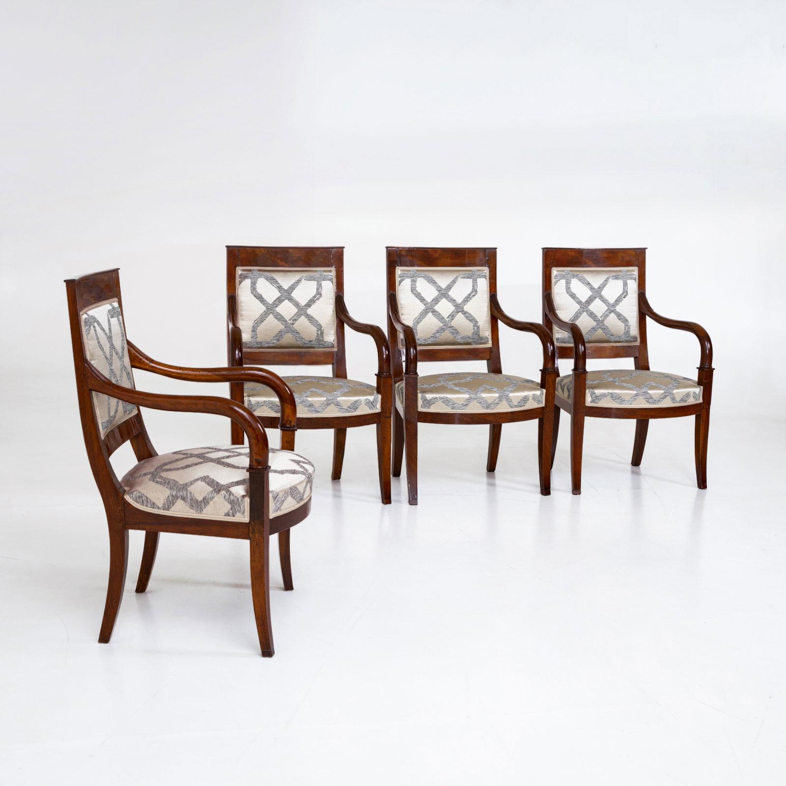 Polished Four Directoire Armchairs, France, early 19th Century For Sale