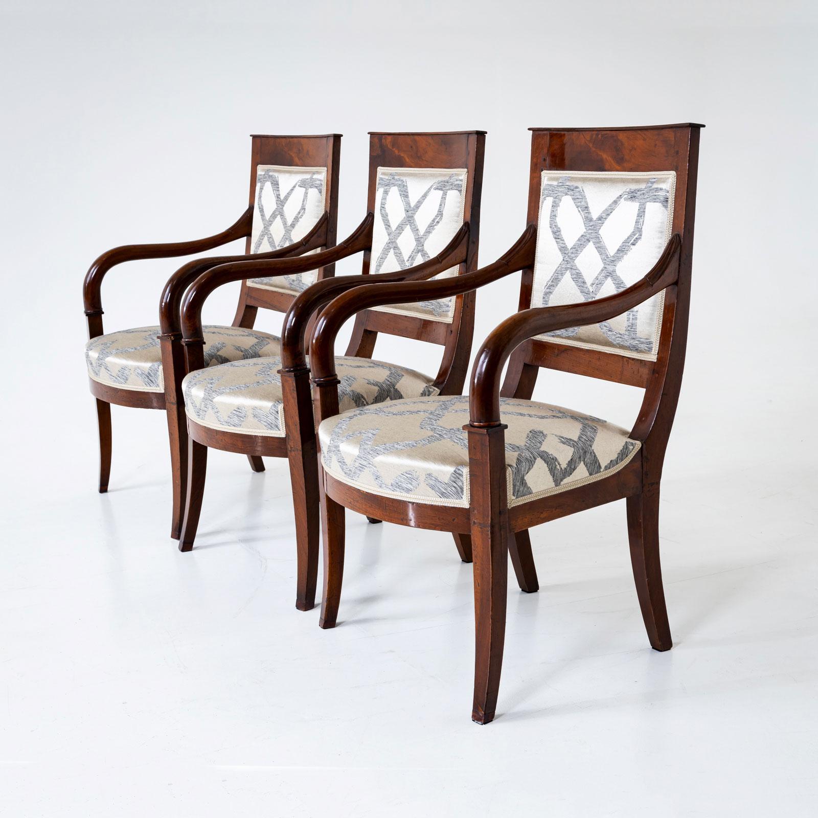 Mahogany Four Directoire Armchairs, France, early 19th Century For Sale