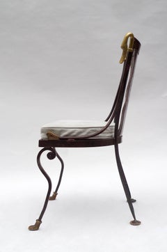 Four Directoire Style Metal Chairs, in the Style of Maison Jansen, circa 1960