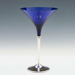 Four Domar Glass and Sterling Silver Cocktail Glasses, 1991