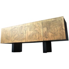 Four-Door Acid Etched Brass Sideboard by Studio Belgali