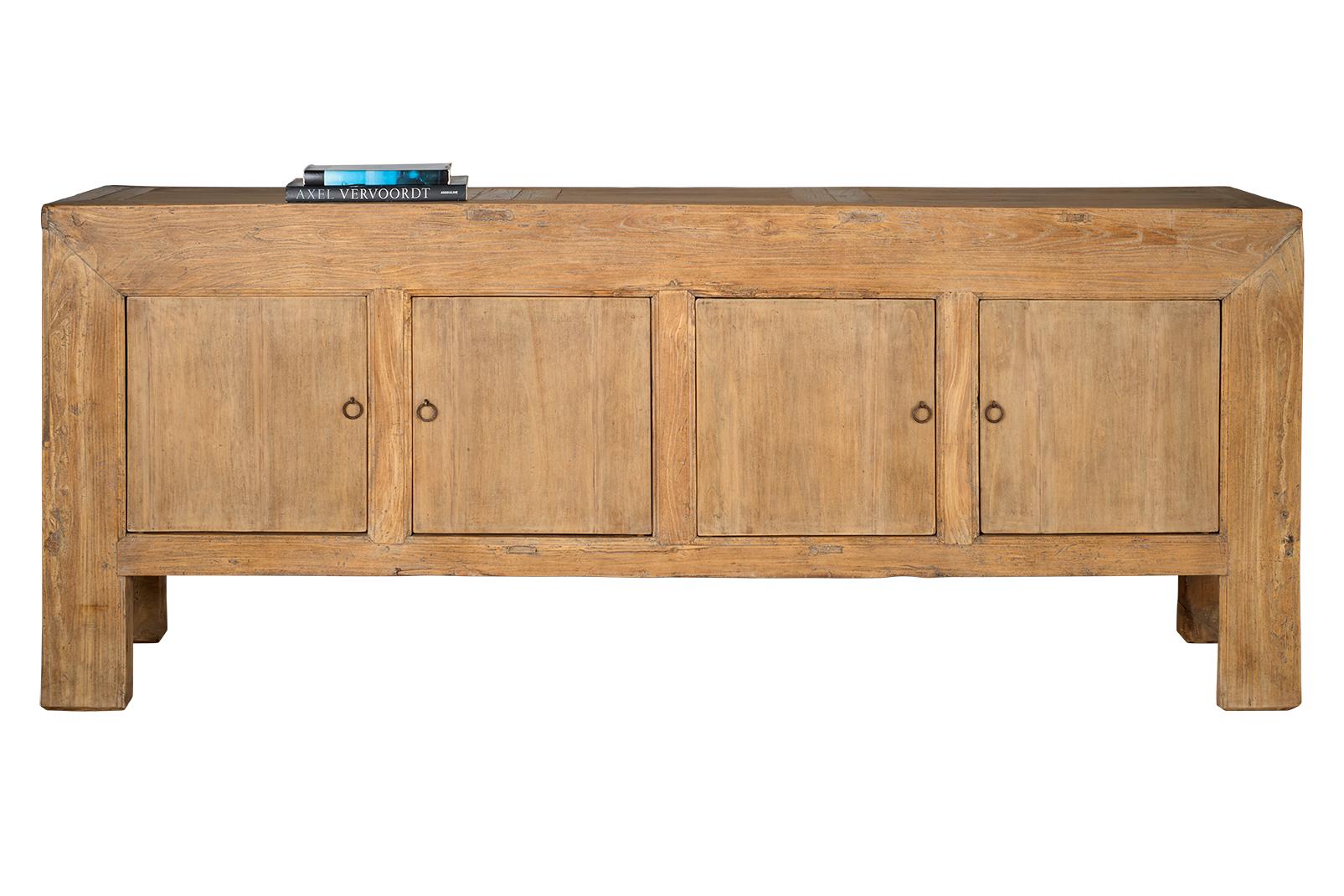 Organic Modern Four Door Bleached Elm Server  For Sale