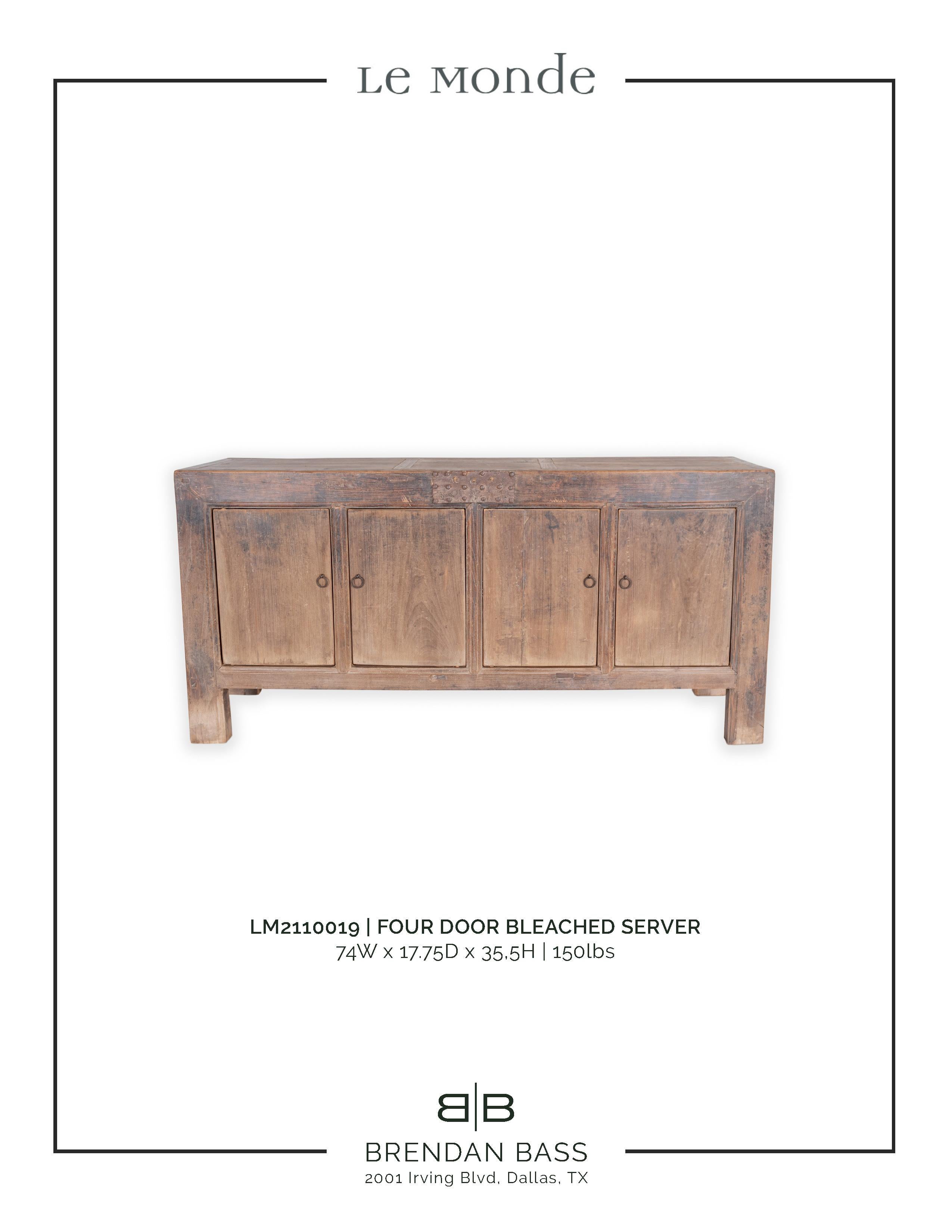 Wood Four Door Bleached Elm Server