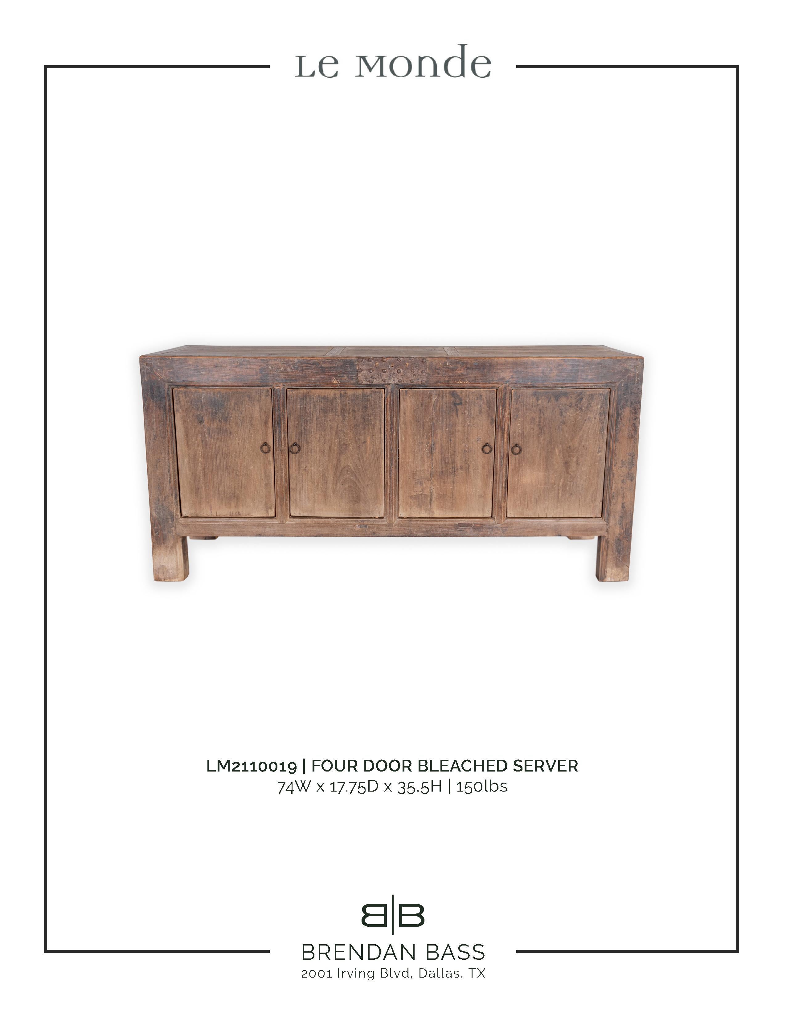Wood Four Door Bleached Server