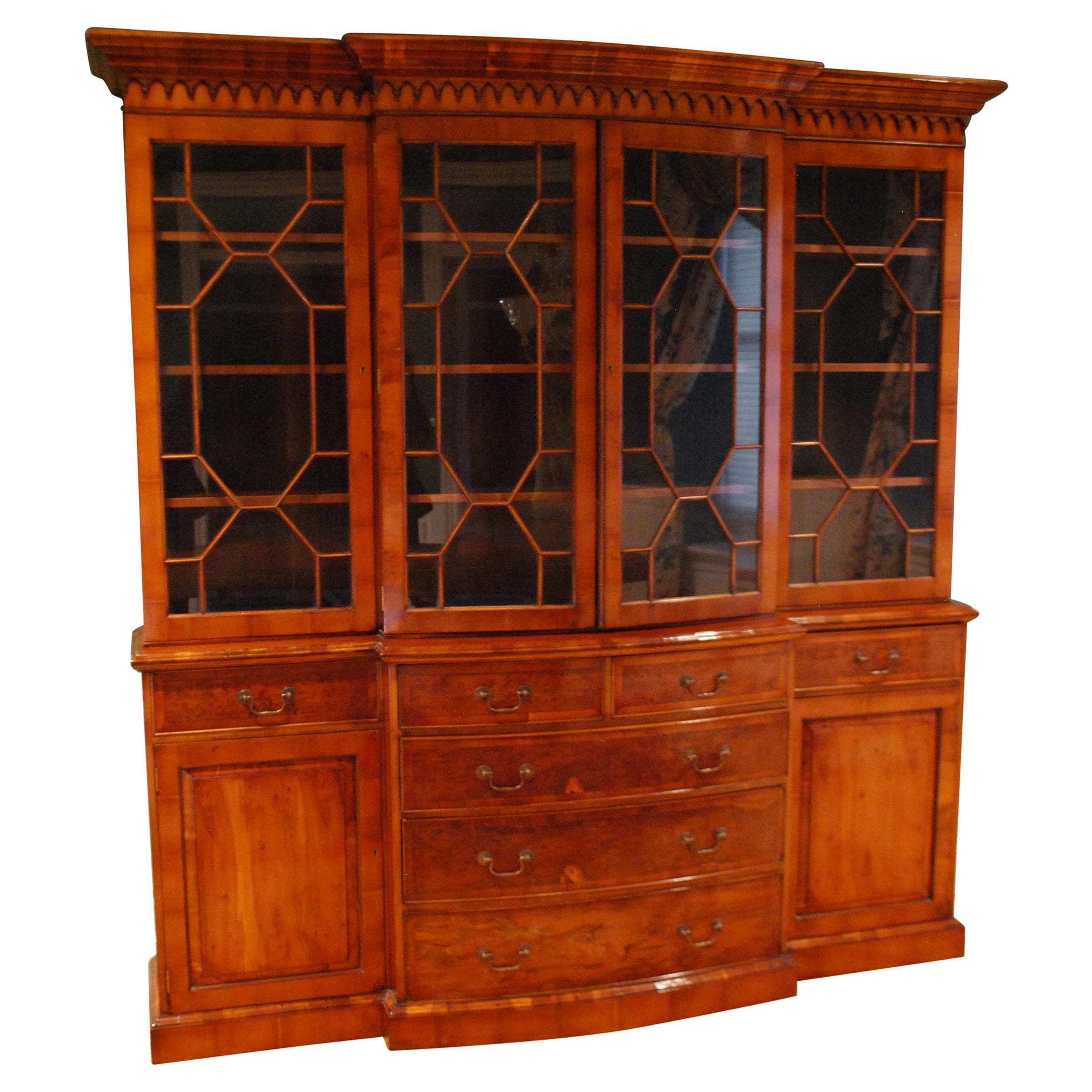 Four-Door Breakfront Cabinet in Yewood