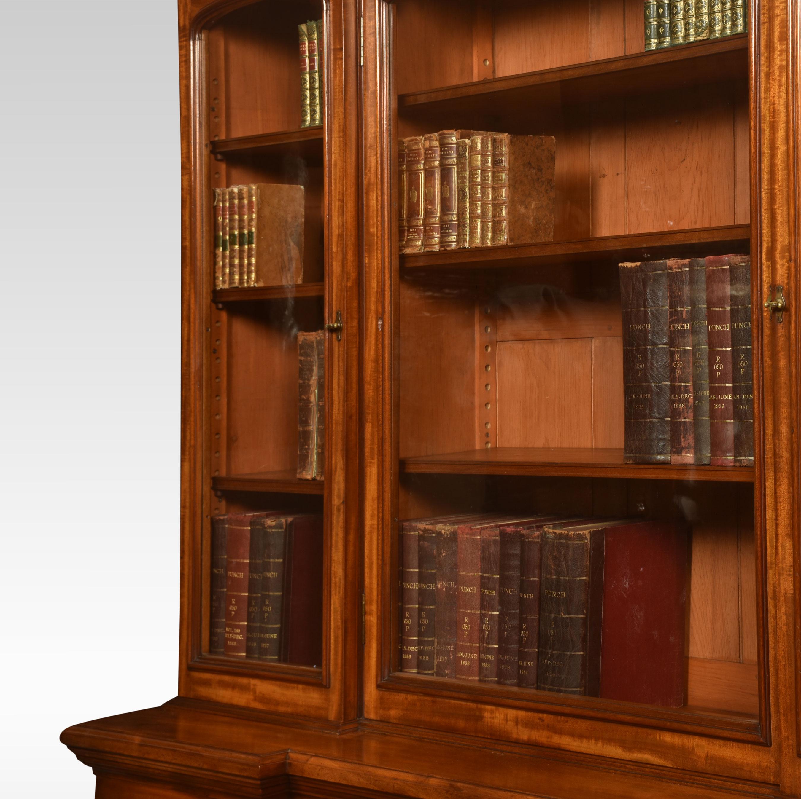 Four Door Breakfront Library Bookcase For Sale 1