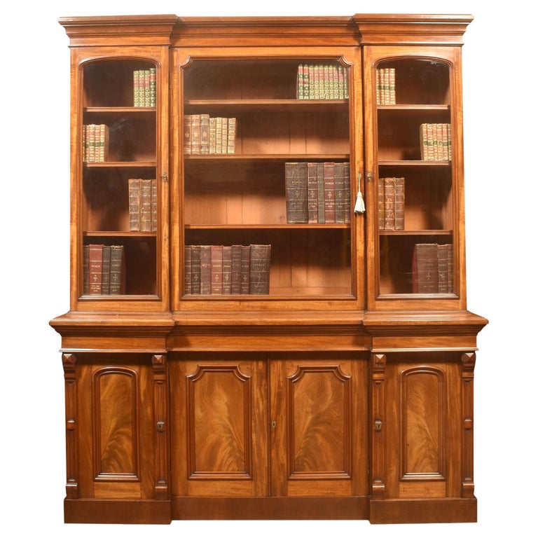 Four Door Breakfront Library Bookcase For Sale at 1stDibs