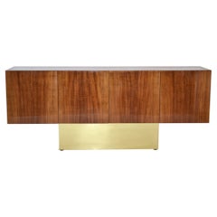 Four Door Floating Sideboard, Buffet or Credenza in Rosewood Veneer and Brass