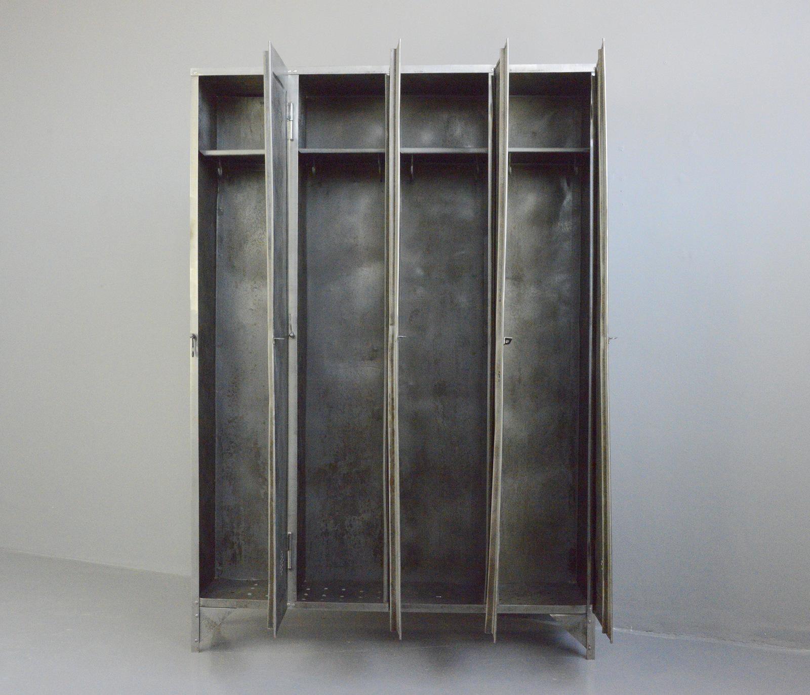 Four-Door Industrial Lockers by Otto Kind, circa 1920s 4