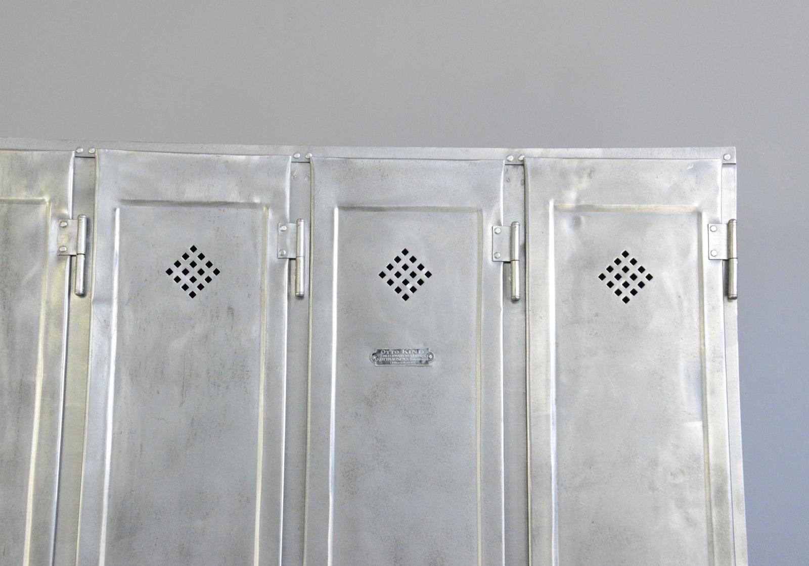 Early 20th Century Four-Door Industrial Lockers by Otto Kind, circa 1920s