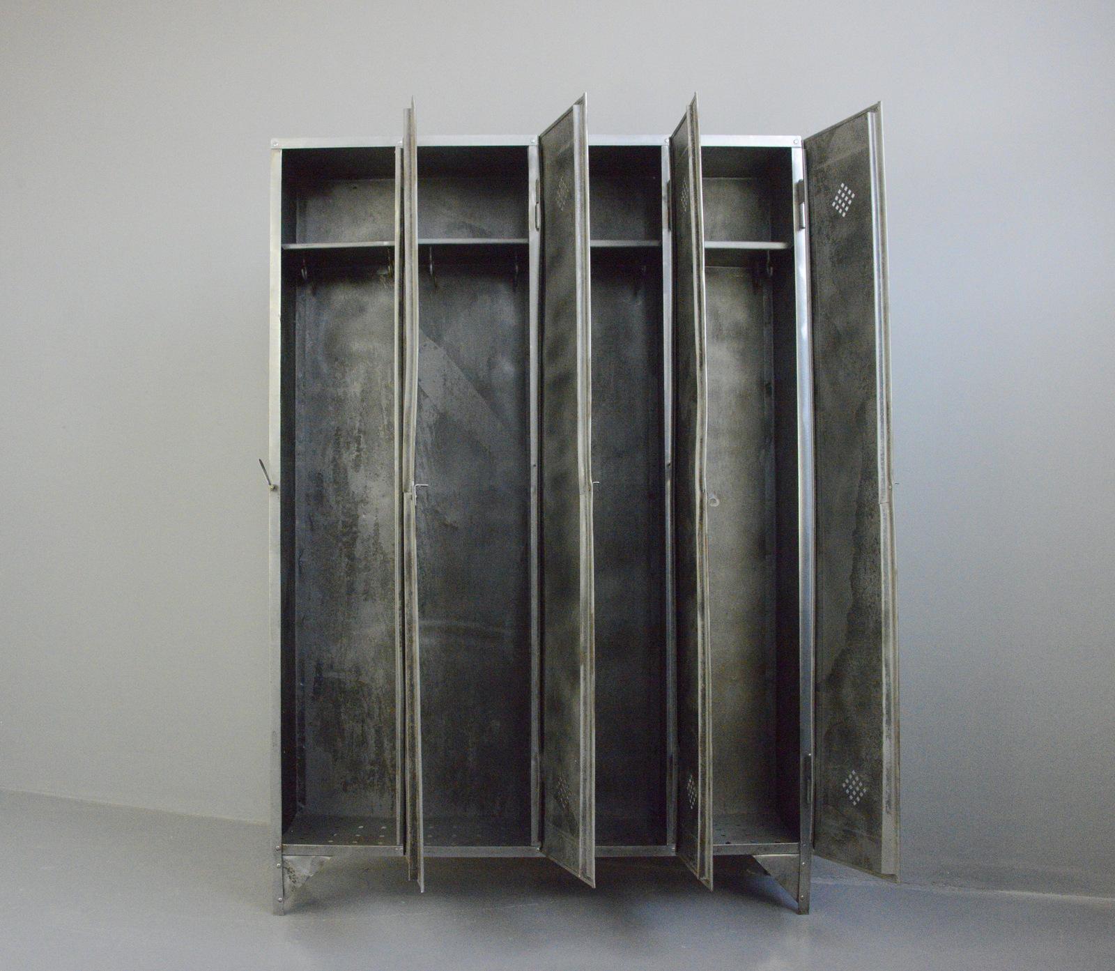Four Door Industrial Lockers by Otto Kind, circa 1920s 2