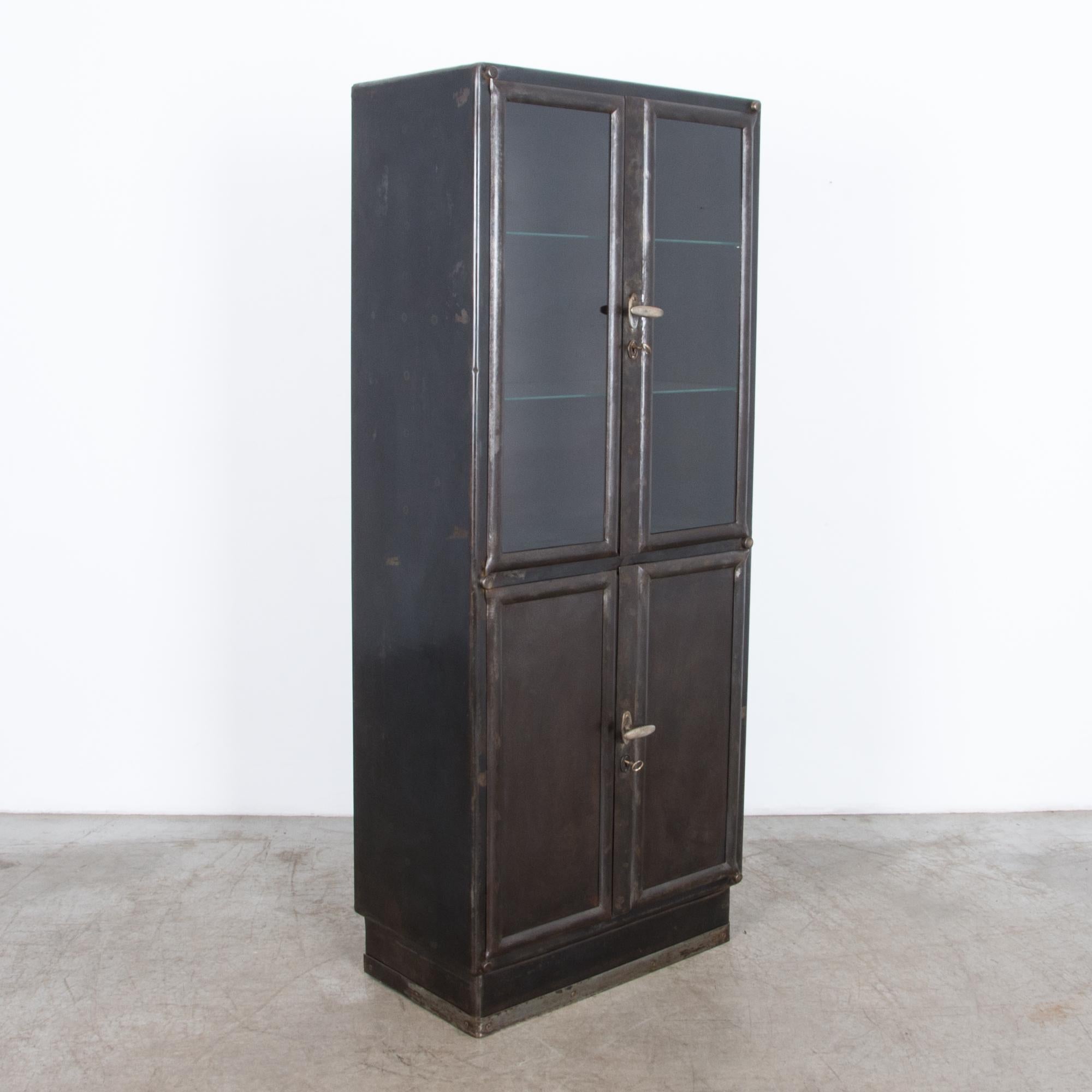 Mid-20th Century Four-Door Polished Industrial Cabinet