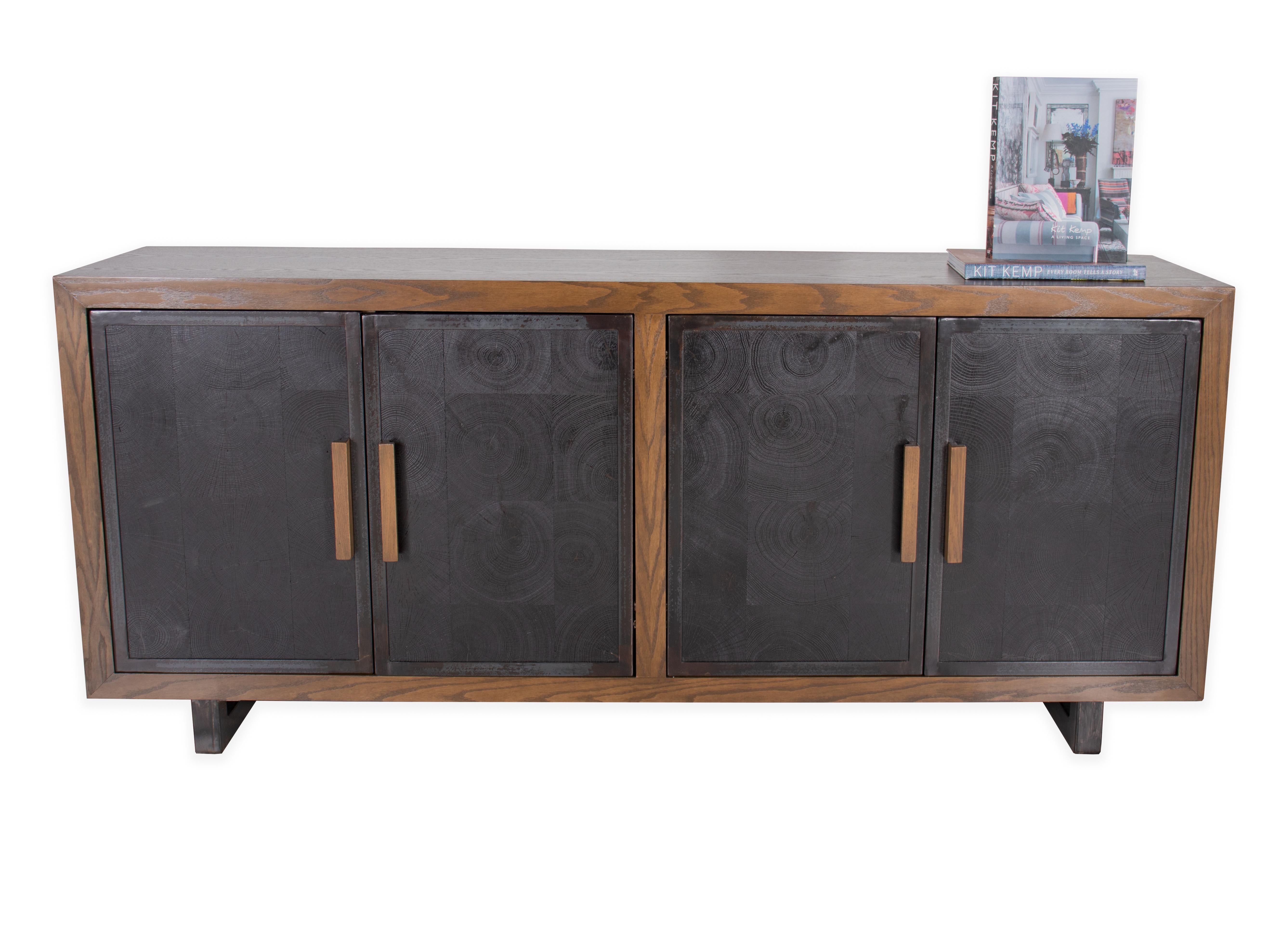 Contemporary Four Door Server in Oak and Ebony Patina For Sale