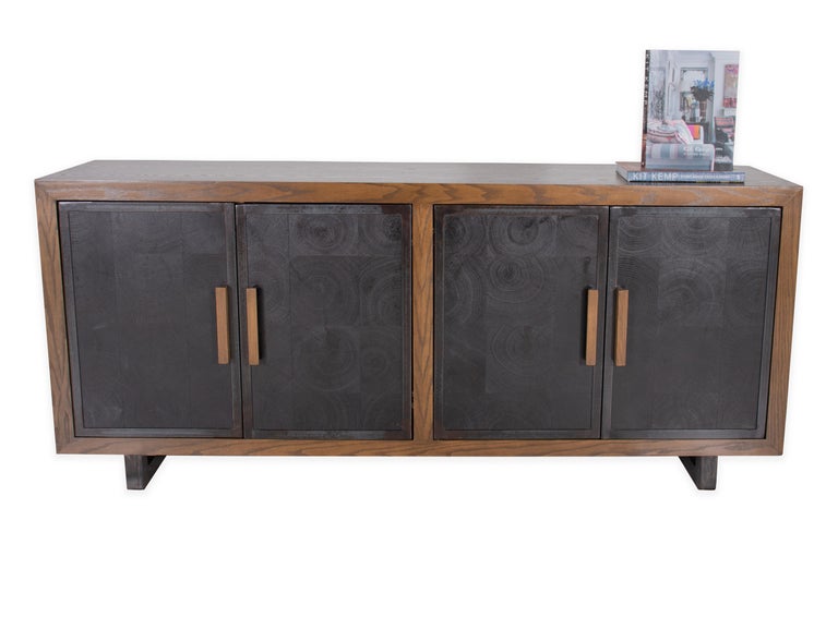 Four Door Server in Oak and Ebony Patina For Sale 1