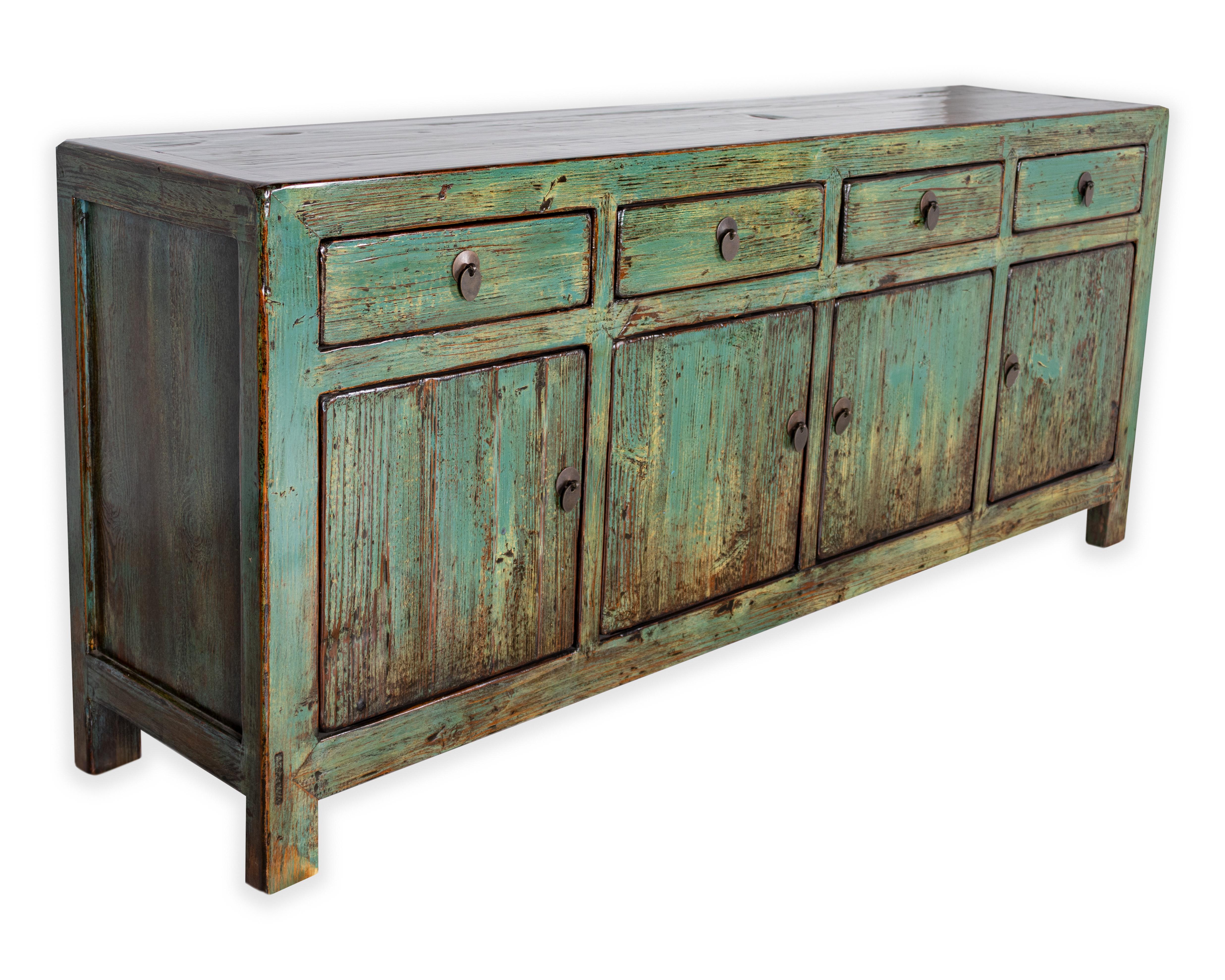 Four door server in original paint patina with lacquer overglaze. 

Part of our one of a kind Le Monde collection. Exclusive to Brendan Bass.