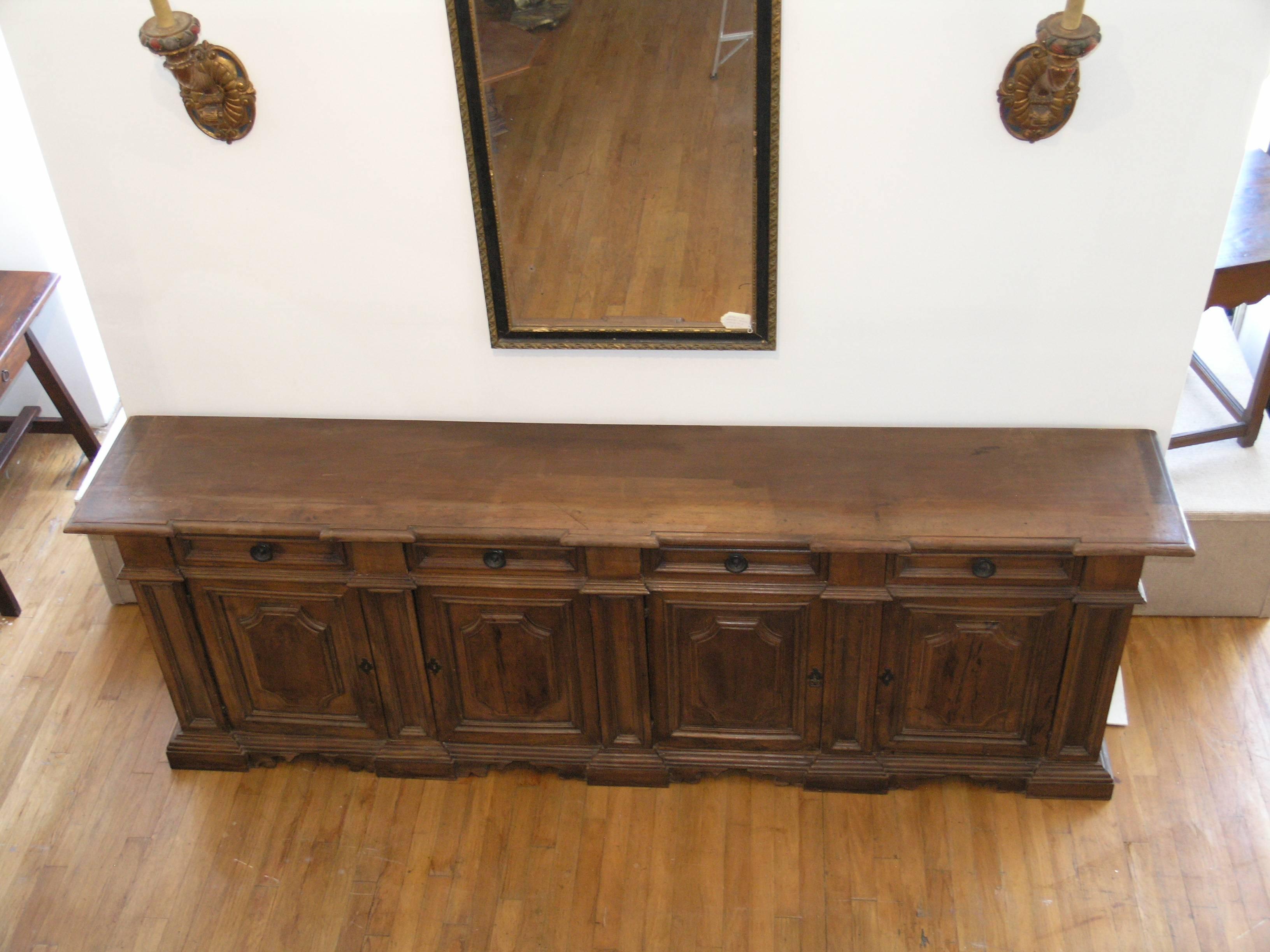 18th Century Four-Door Tuscan Walnut Credenza For Sale