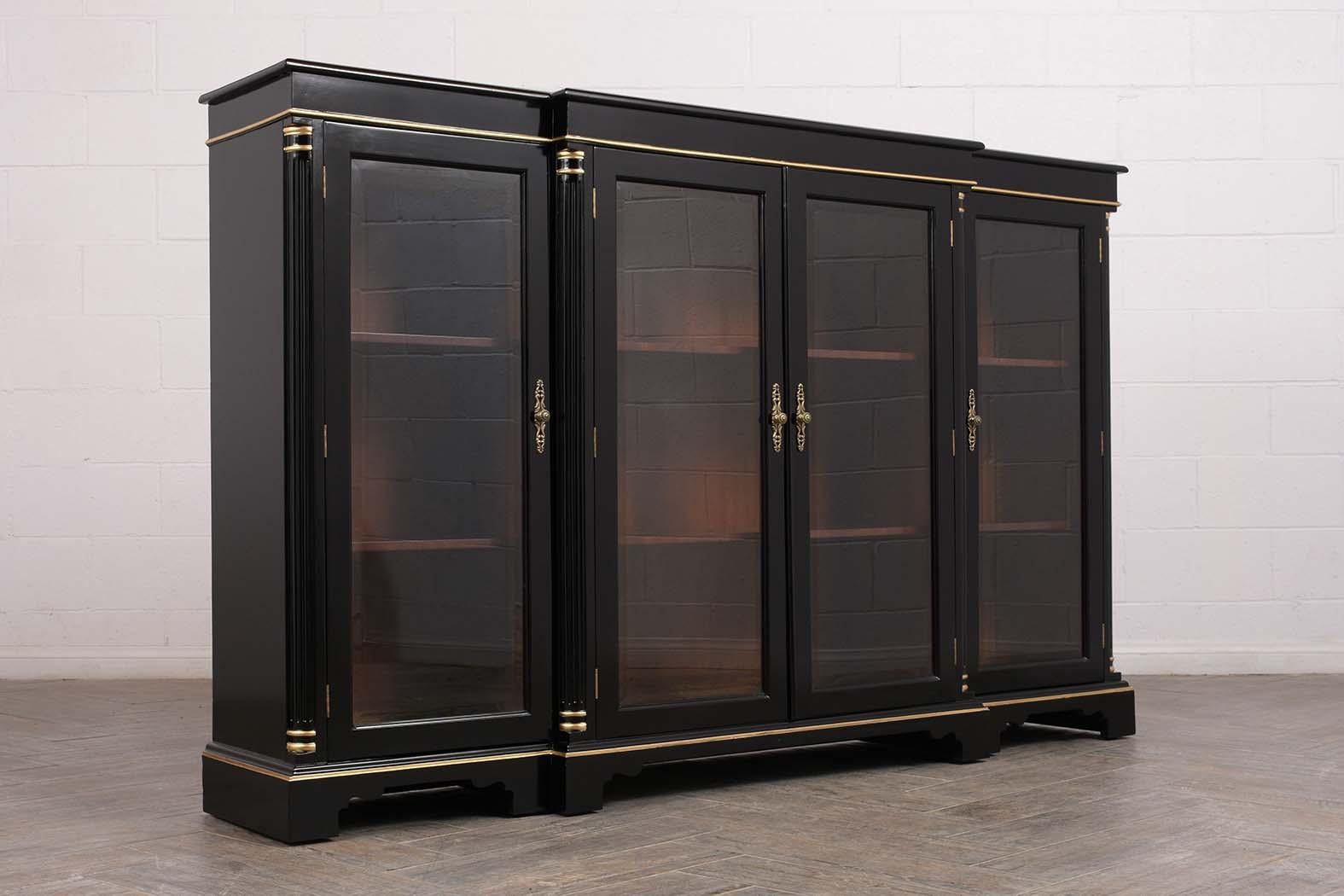 Four Doors Regency Style Bookcase with a Black Lacquered Finish 1
