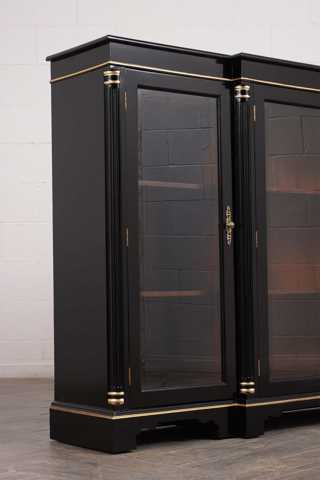 Four Doors Regency Style Bookcase with a Black Lacquered Finish 2