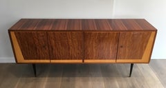 Four Doors Sapelli Mahogany and Sicamore Sideboard, Italian, circa 1960