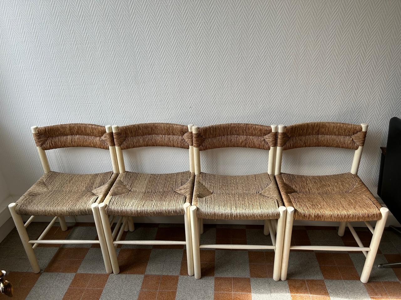 Set of four chairs designed by Charlotte Perriand, edited by Robert Sentou, France, 1950's