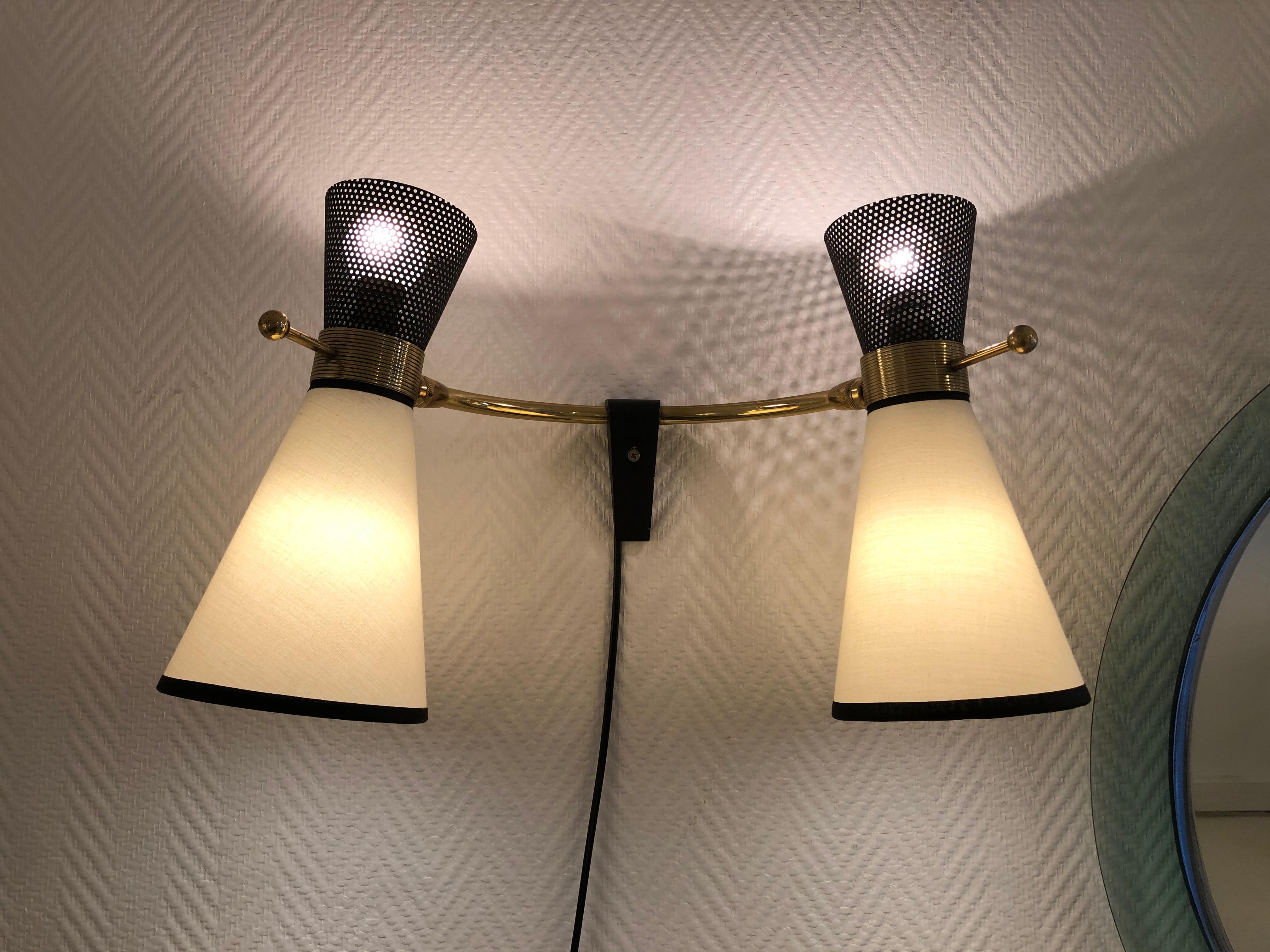 Four Double Adjustable Wall Lights by Arlus, 1950 In Good Condition In Saint-Ouen, FR