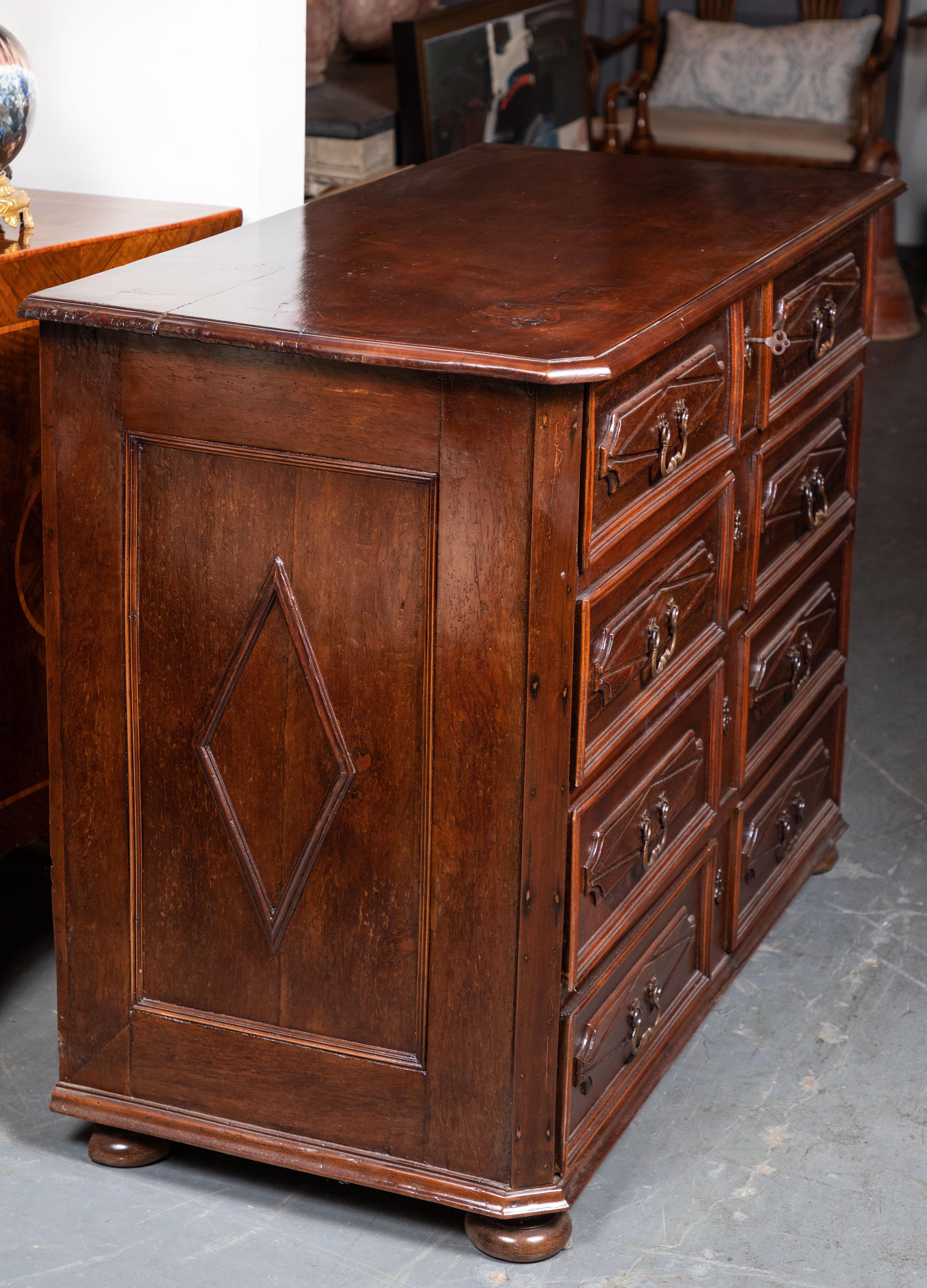 Walnut Four-Drawer, Antique Tuscan Commode