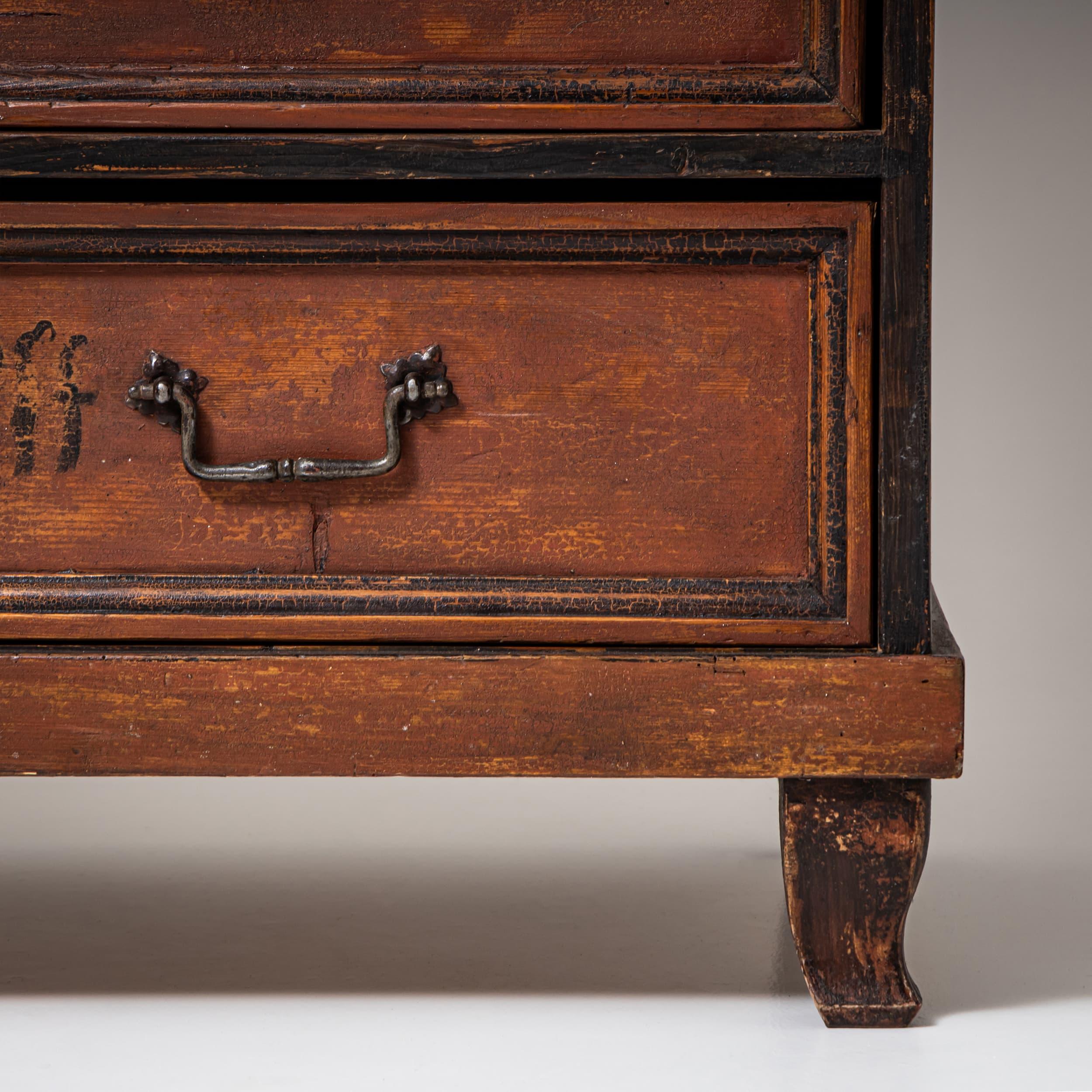Hand-Painted Four-Drawer Chest, Late 18th Century, Germany For Sale