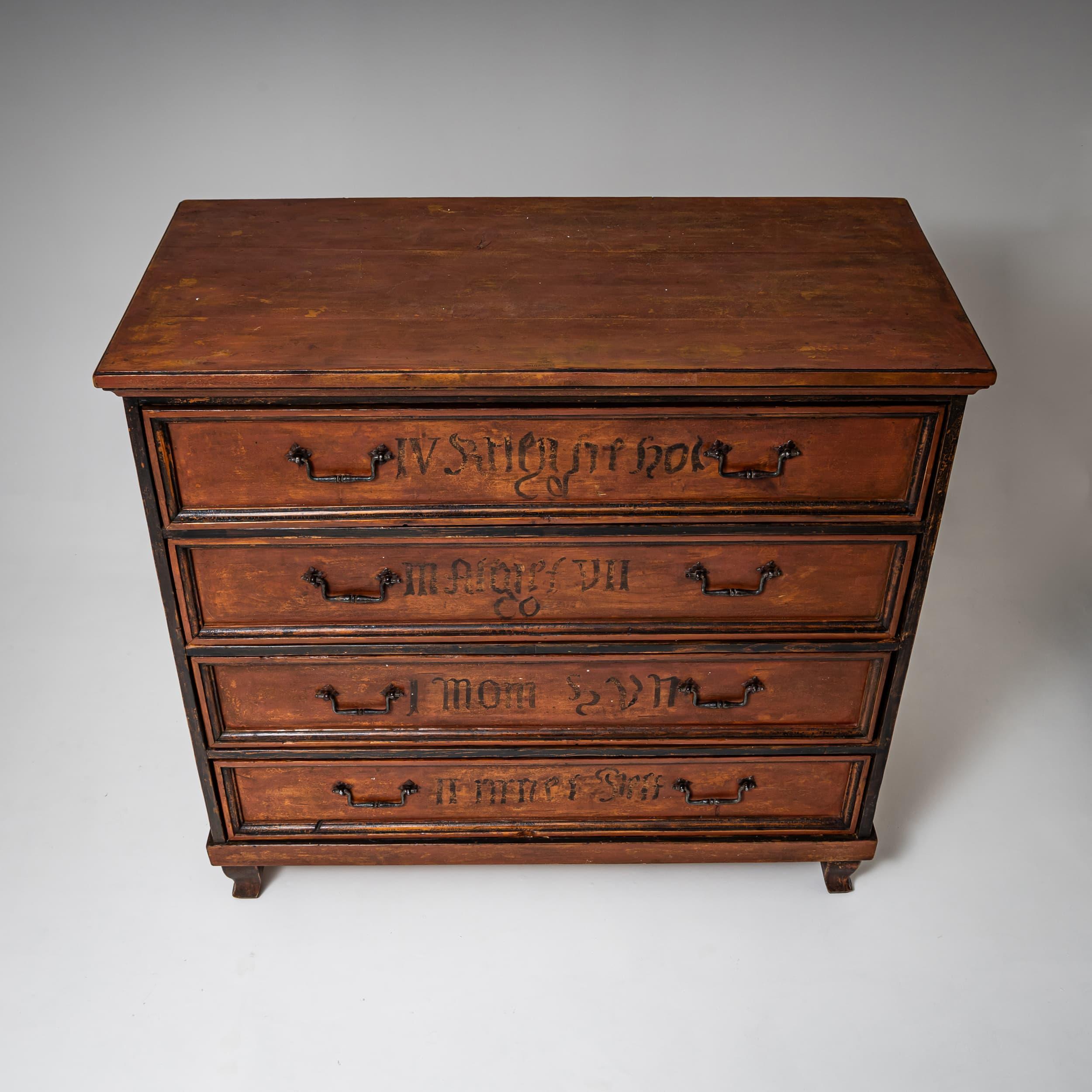 Wood Four-Drawer Chest, Late 18th Century, Germany For Sale