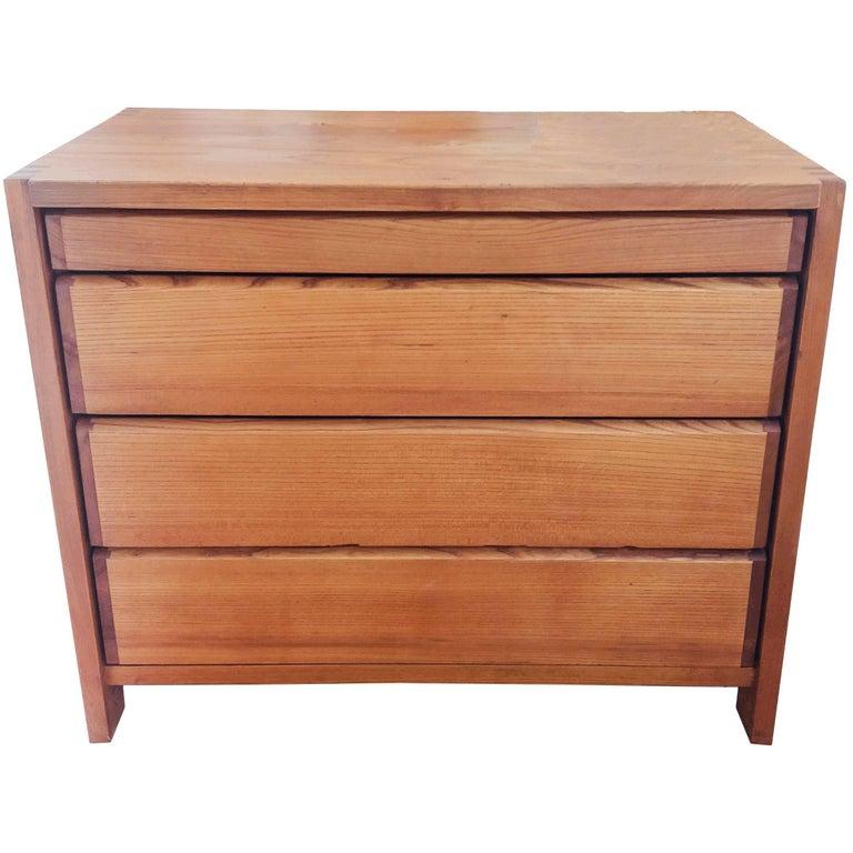 French Four-Drawer Chest R03A Vintage Elm Pierre Chapo For Sale