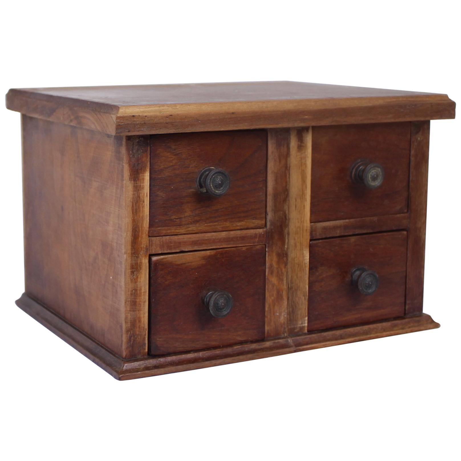 Four-Drawer English Oak Box For Sale