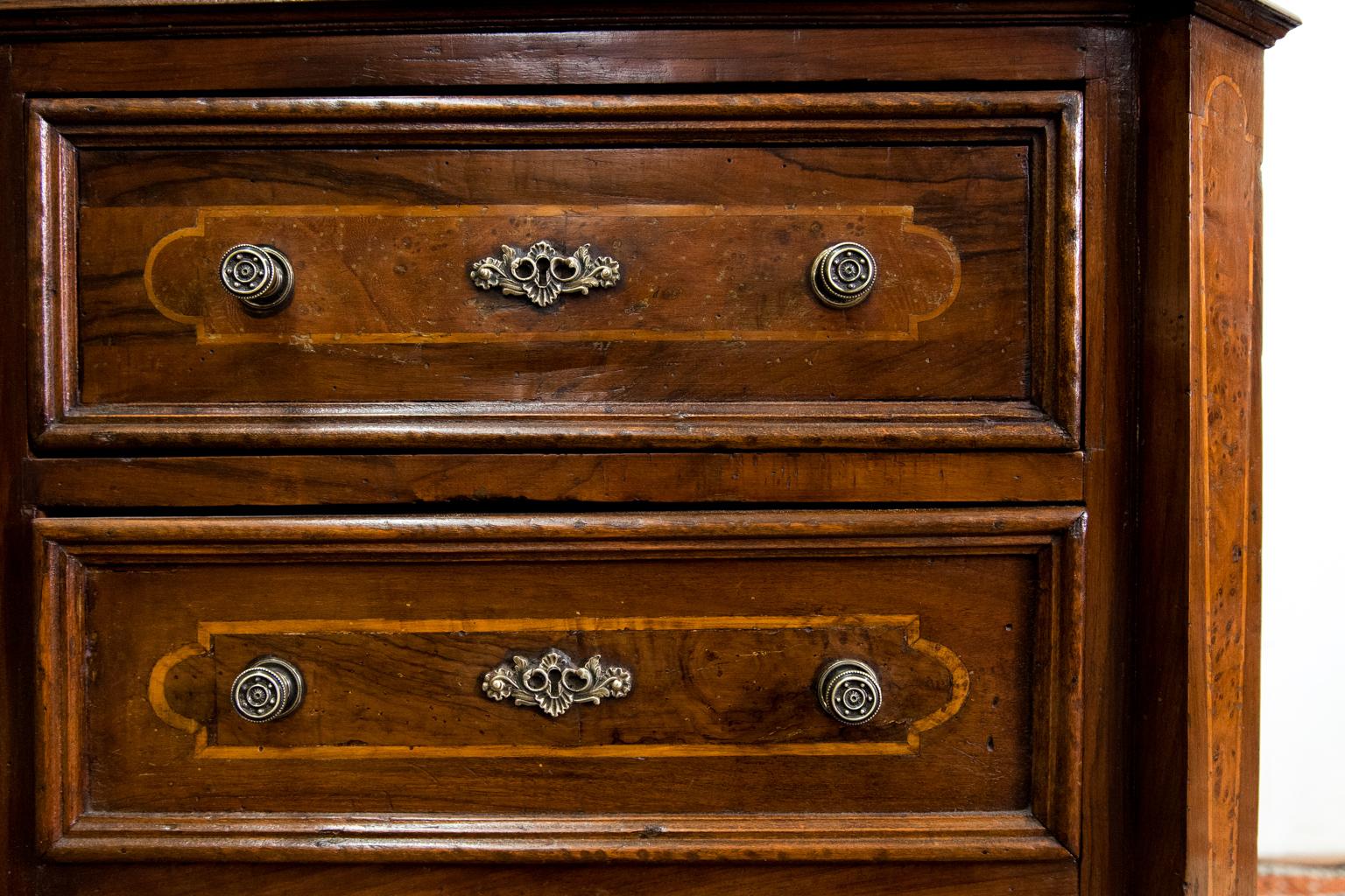 Brass Four Drawer Inlaid French Chest