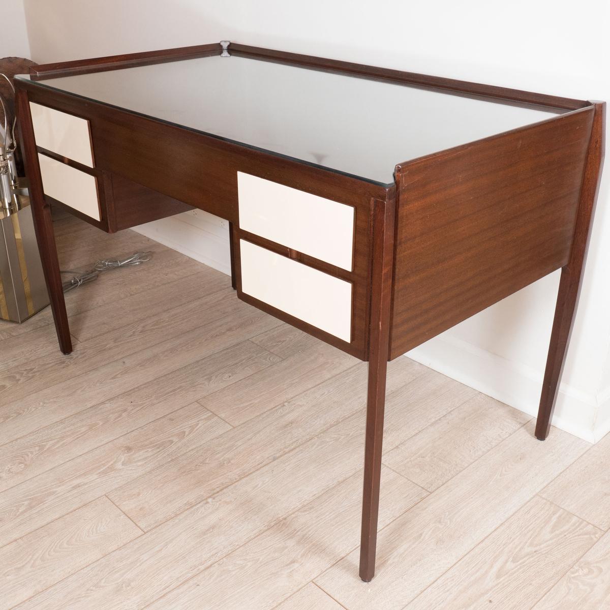 Italian Four drawer lacquered wood panel desk For Sale