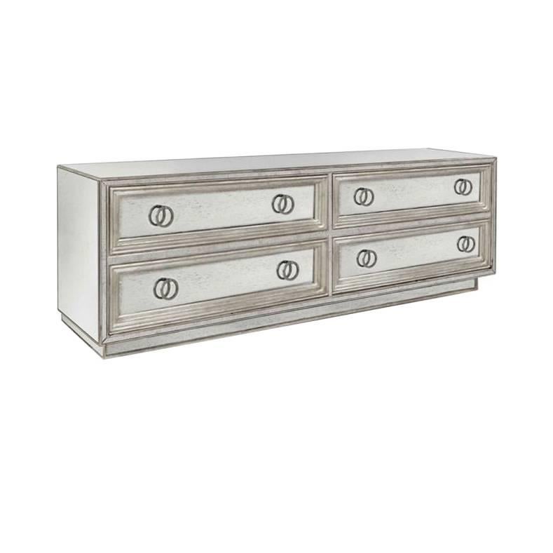 Four Drawer Mirror and Silver Leaf Dresser For Sale