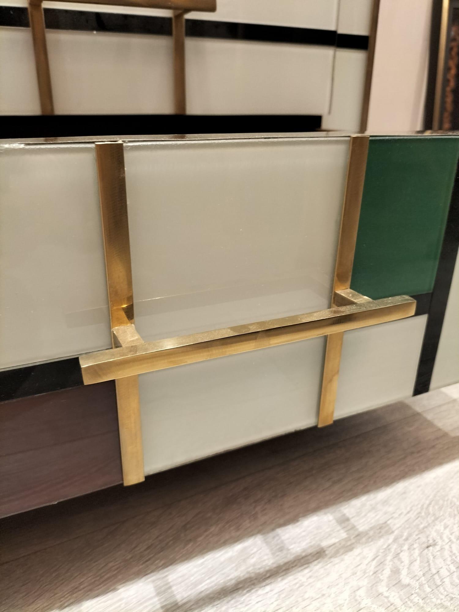 Four-Drawer Murano Glass Commode in Mondrian Style, 1970’s For Sale 5