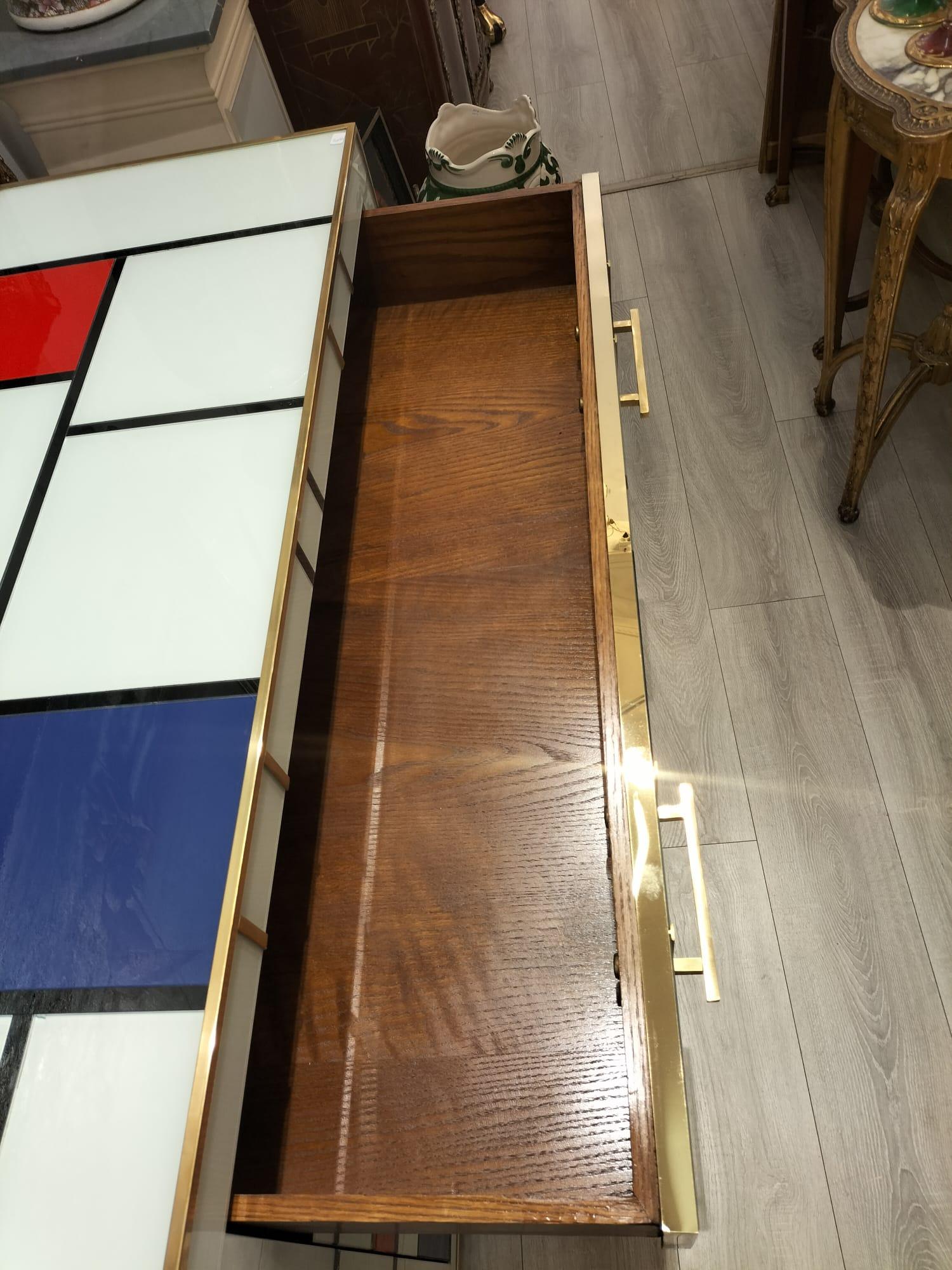 Four-Drawer Murano Glass Commode in Mondrian Style, 1970’s For Sale 1