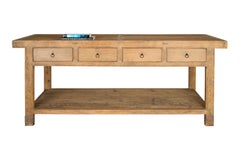 Four Drawer Open Base Serving Table in Bleached Elm