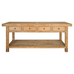 Four Drawer Open Base Serving Table in Bleached Elm