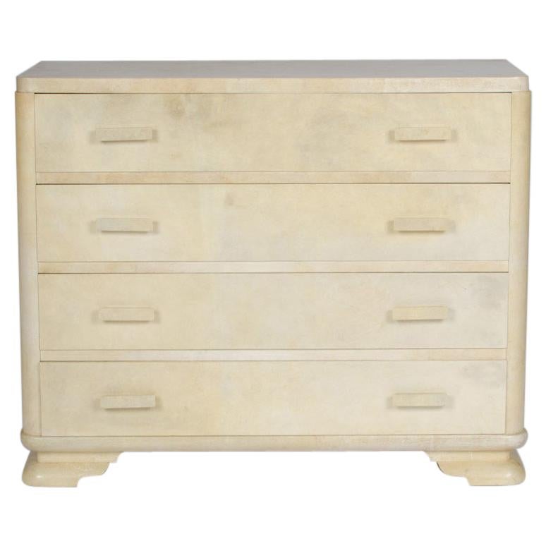 Four Drawer Parchment Covered Dresser, in the Manner of S.Marx
