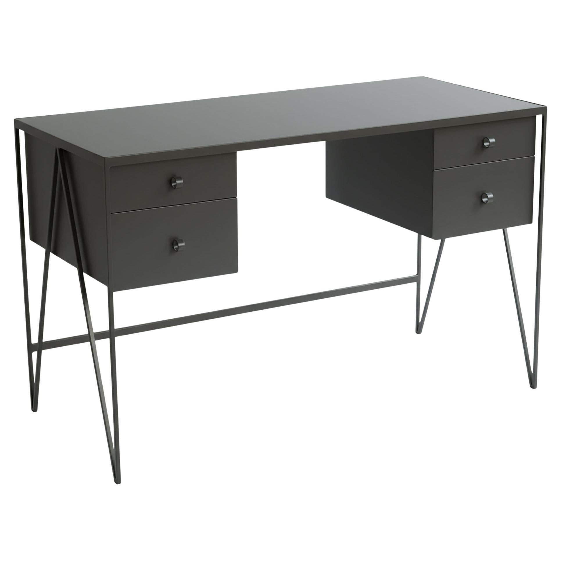 Four Drawer Study Desk with Linoleum Top - Customizable