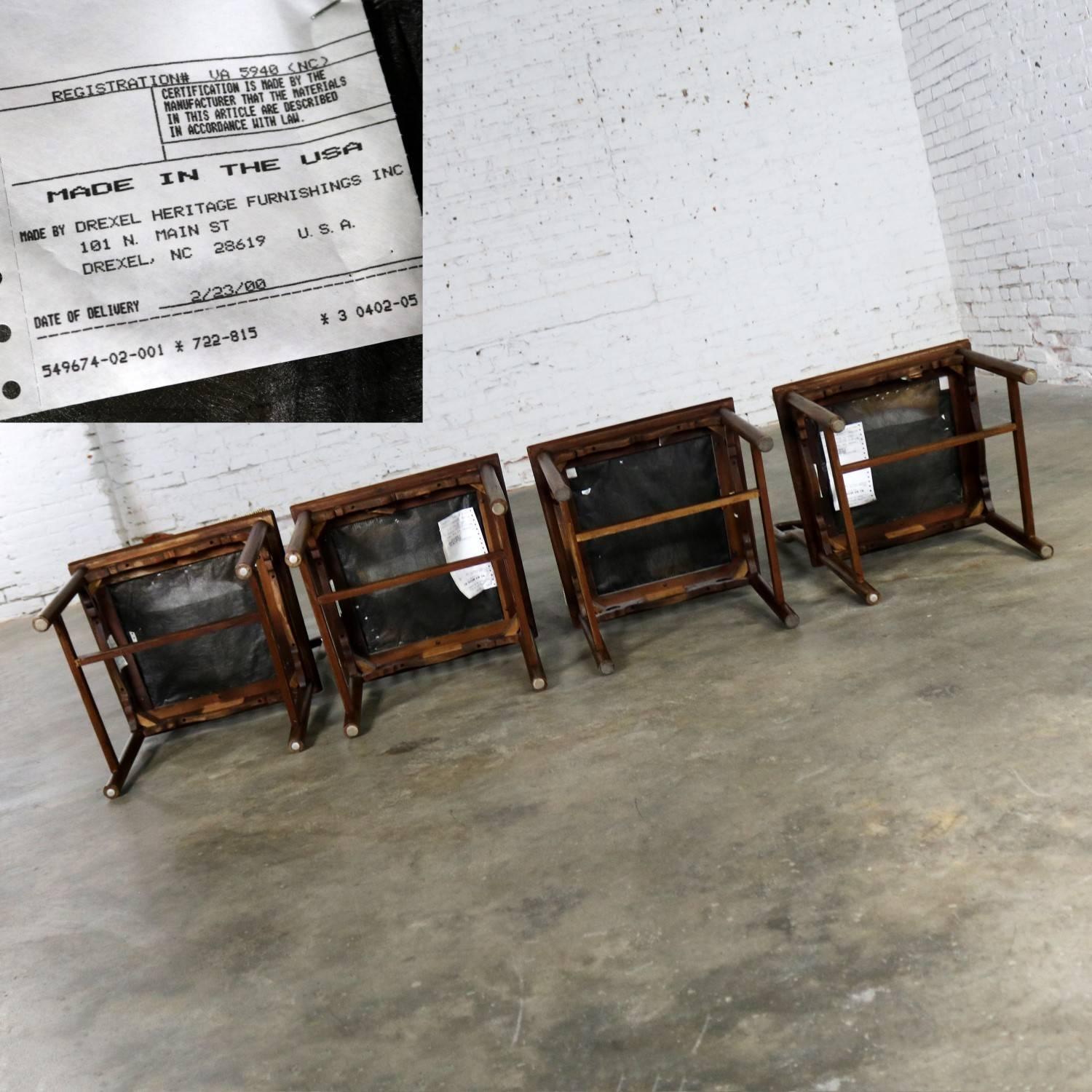 Contemporary Four Drexel Heritage Chinoiserie Ming Style Spindle Back Dining Chairs