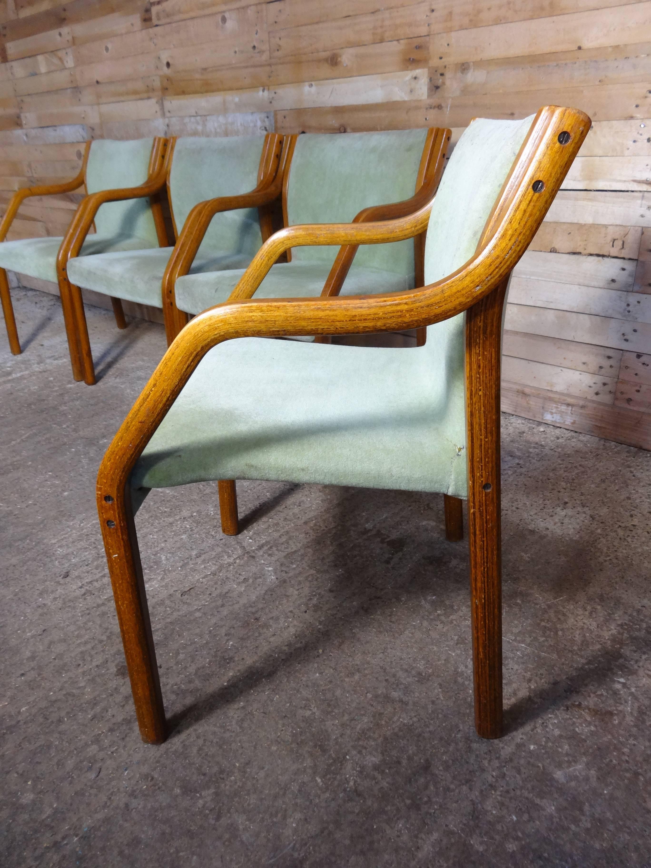 Mid-Century Modern Four Early 1970s Dining Chairs in the Style of Preben Fabricius / Knoll For Sale