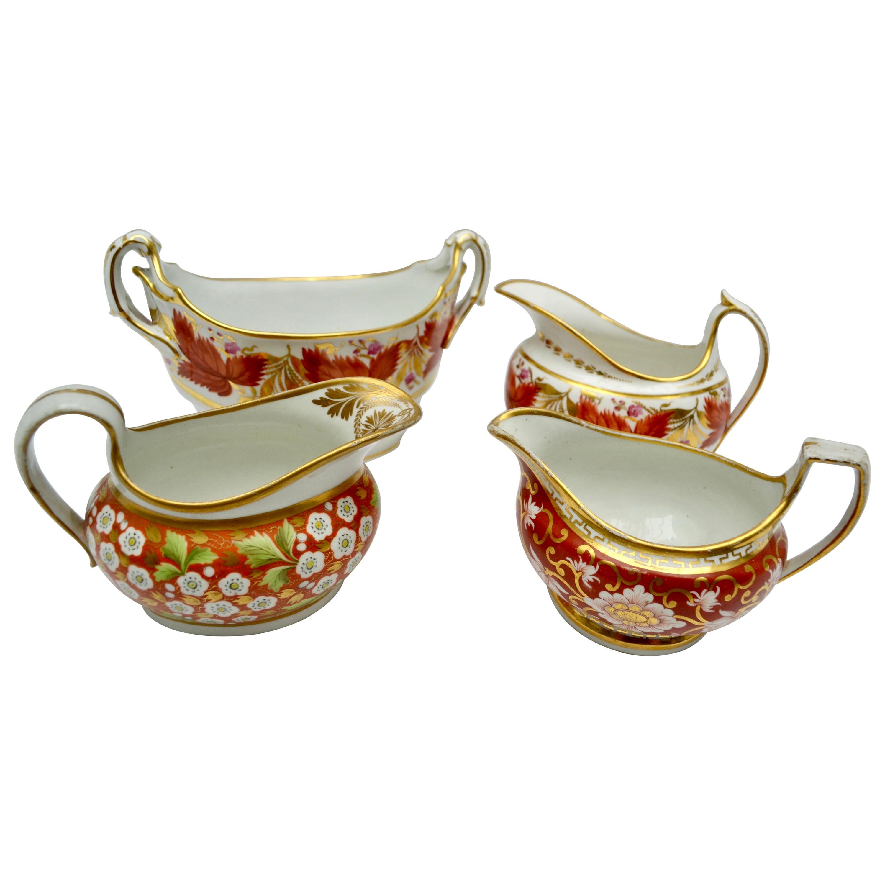 Four Early 19th Century English Porcelain Gravy or Sauce Boats