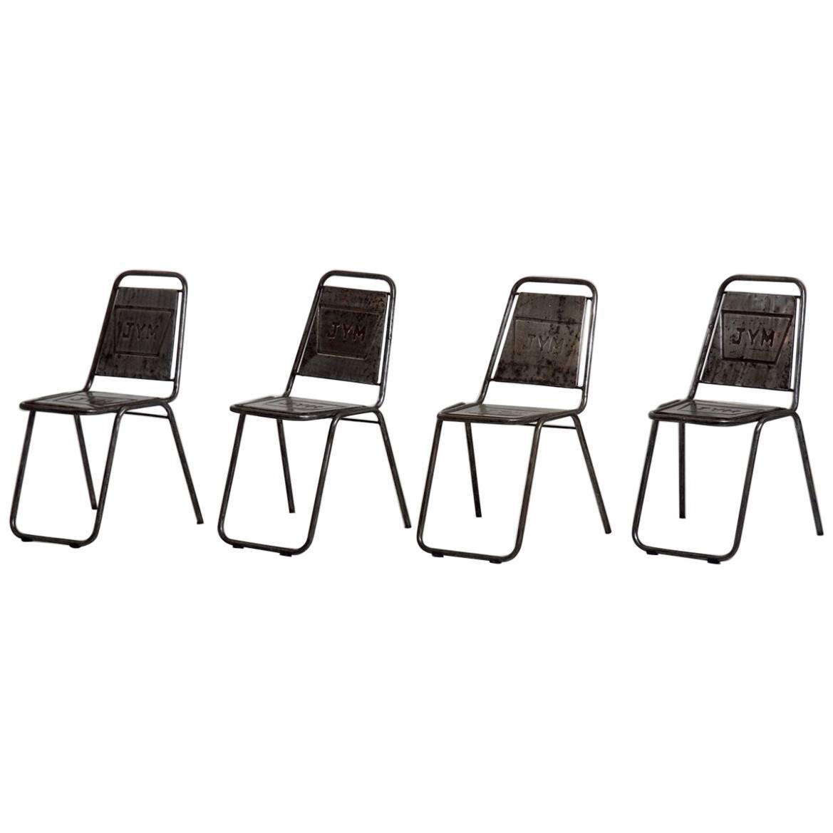 Quatre chaises de café françaises du début du 20e siècle