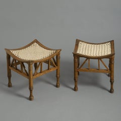 Four Early 20th Century Thebes Stools Attributed to Liberty & Co.