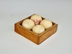 Four Early Brunswick Balke Collander Billiard Balls in Original Box