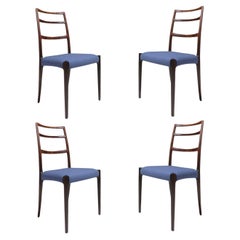 Four Elegant Danish High-back Dining Chairs of Brazilian Rosewood