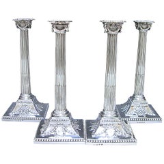 Four elegant George III Antique Silver Candlesticks