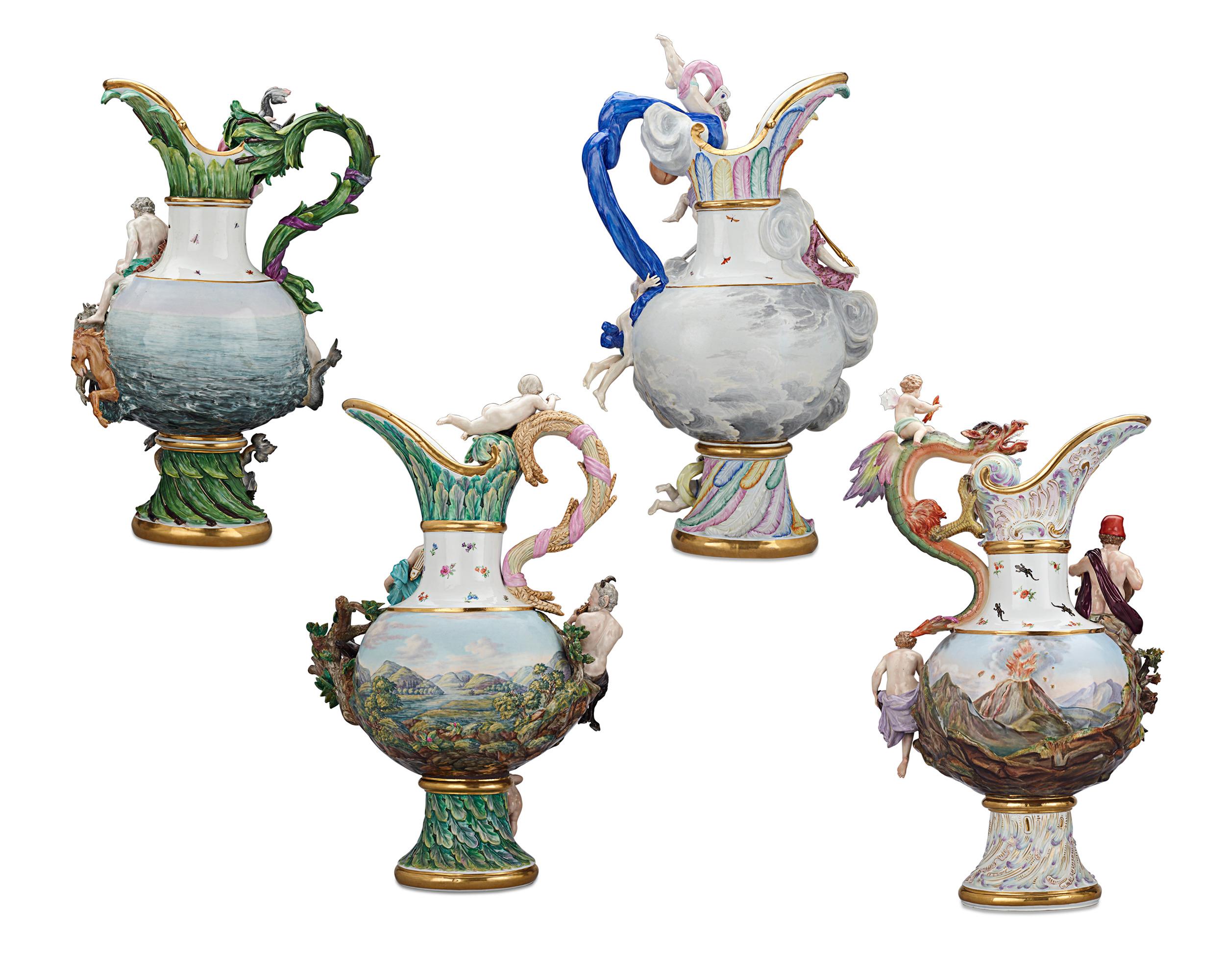 German Four Elements Porcelain Ewers by Meissen